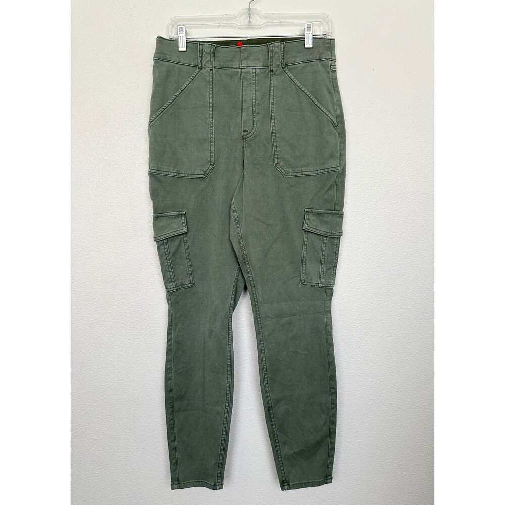 Spanx Twill Cargo Jogger Pants Washed Green Pockets Women's XL X Large 20319R